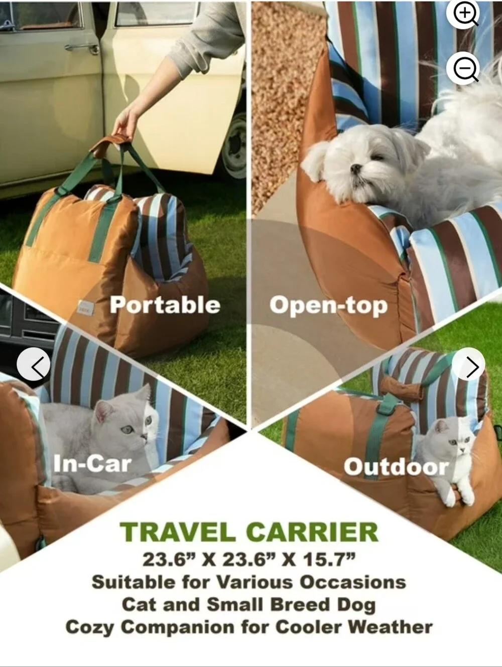 Striped Car Seat Pet Bed Zeze